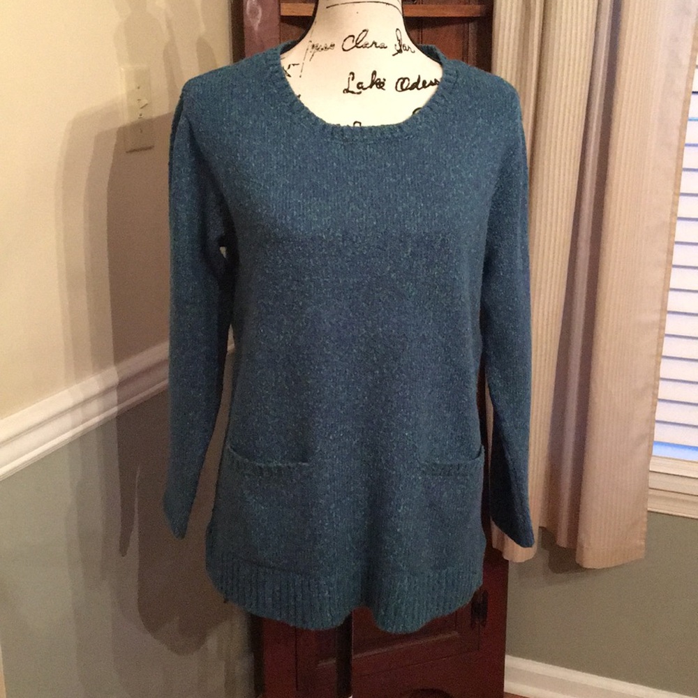 Jjill green/blue crew neck sweater